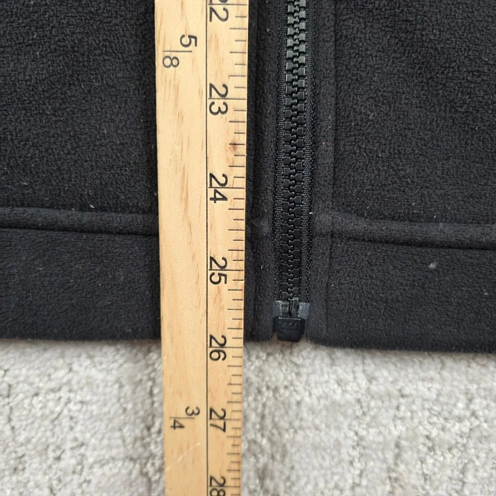 The North Face Mens Black Fleece Full Zip Vest Grey Chest Pocket Size Medium